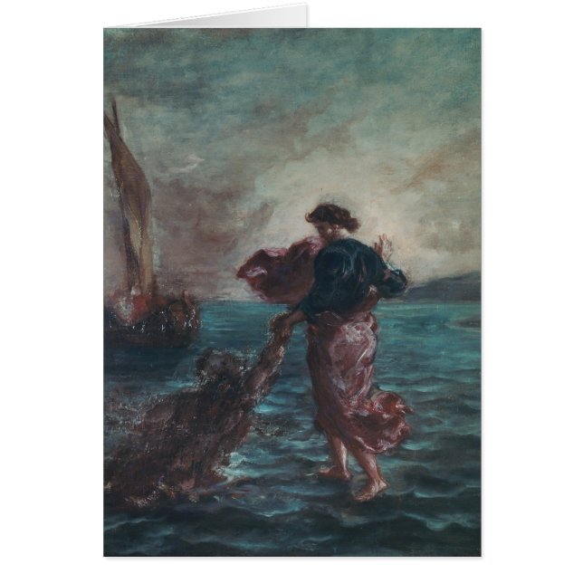 Kristus som går på vatten hälsningskort (Framsidan)