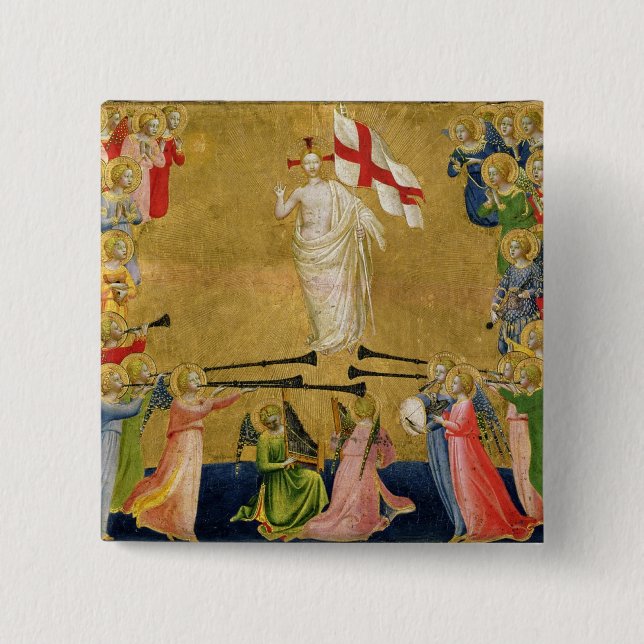 Kristus som glorifieras i domstolen av himmel, knapp (Framsida)