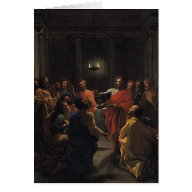 Kristus som instiftar eucharisten hälsningskort (Framsidan)