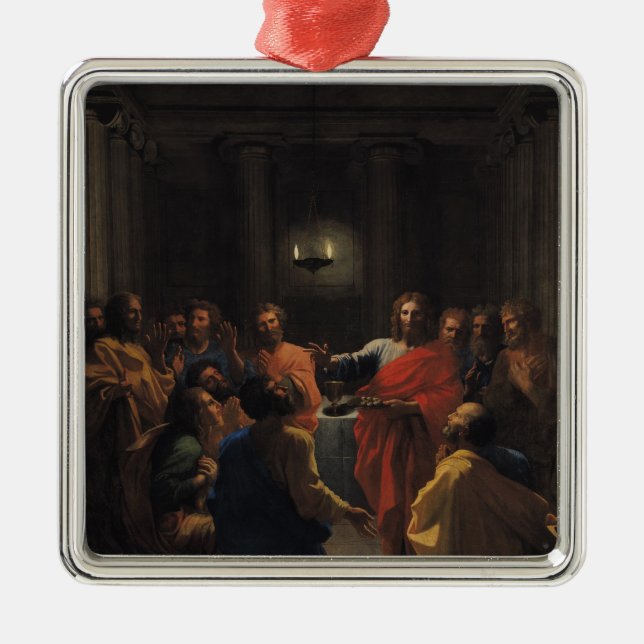 Kristus som instiftar eucharisten julgransprydnad metall (Framsidan)