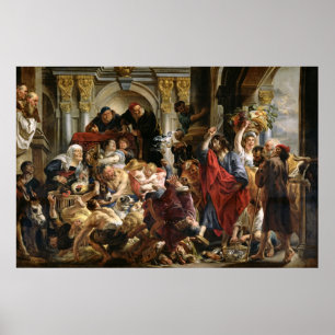 Kristus som kör Merchants från Temple Poster