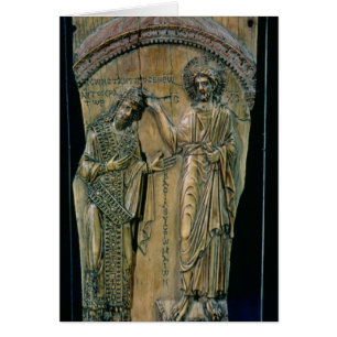 Kristus som krönar kejsaren Constantine VII Hälsningskort