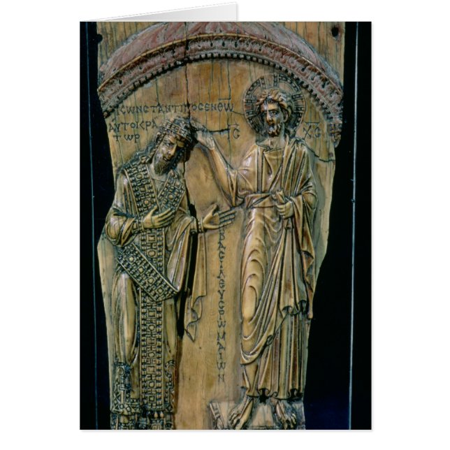 Kristus som krönar kejsaren Constantine VII Hälsningskort (Framsidan)
