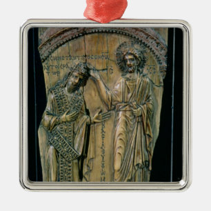Kristus som krönar kejsaren Constantine VII Julgransprydnad Metall