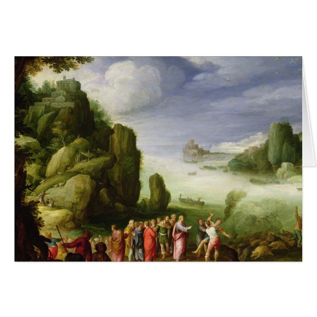 Kristus som läker det besatt av Gerasa, 1608 Hälsningskort (Framsidan Horizontal)