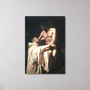 Kristus som omfamnar St Bernard Canvastryck