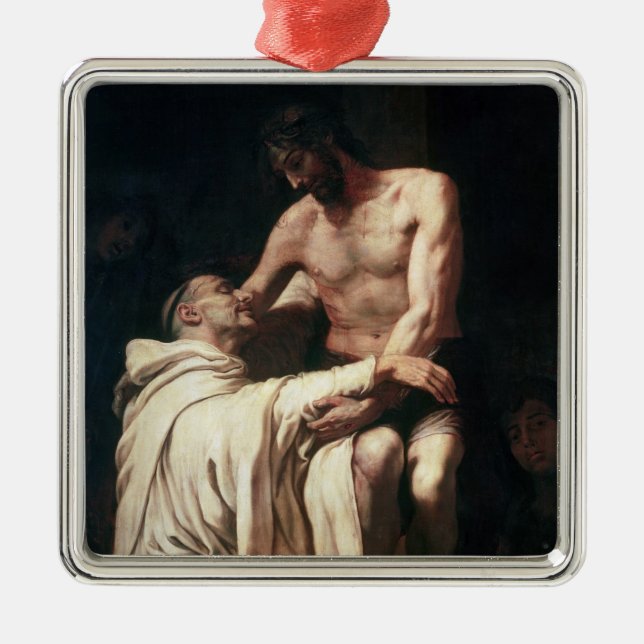 Kristus som omfamnar St Bernard Julgransprydnad Metall (Framsidan)