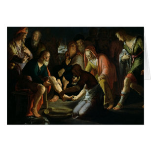 Kristus som tvättar lärjunge fot, 1623 hälsningskort