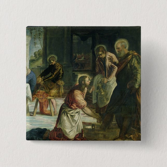 Kristus som tvättar lärjunge fot, c.1547 knapp (Framsida)