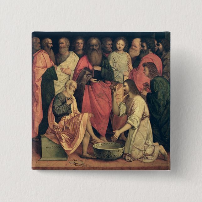 Kristus som tvättar lärjunge fot knapp (Framsida)