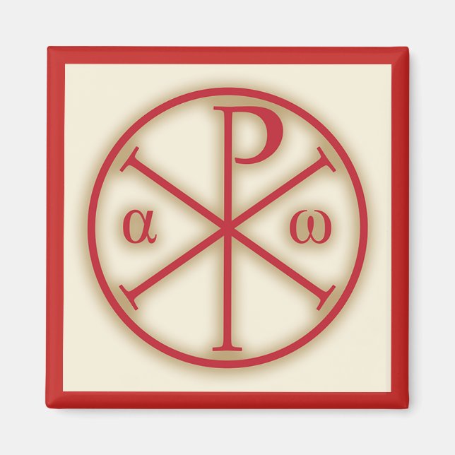 Kristus symboler: Chi-Rho, Alfa och Omega Magnet (Framsidan)