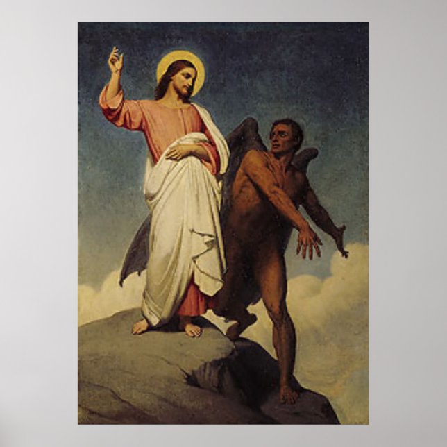 Kristus Temptation av Ary Scheffer (1854) Poster (Framsidan)