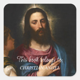 Kristus, titian fyrkantigt klistermärke