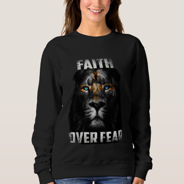 Kristus tro över rädslans Religiösa Lejon av T Shirt (Framsida)