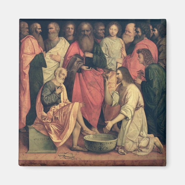 Kristus Tvättar Disciones Feet Magnet (Framsidan)