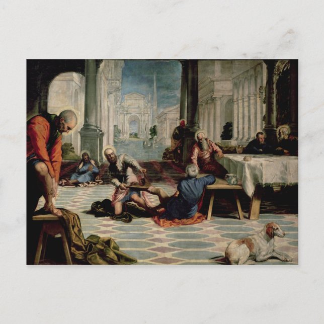 Kristus Tvättar "Feet of the Disciples" Vykort (Framsida)
