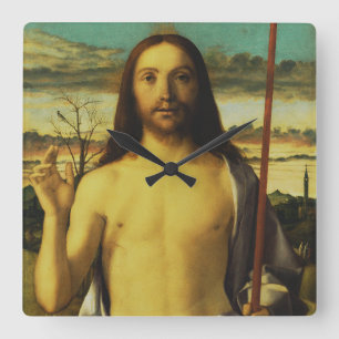 Kristus välsignar av Giovanni Bellini Fyrkantig Klocka
