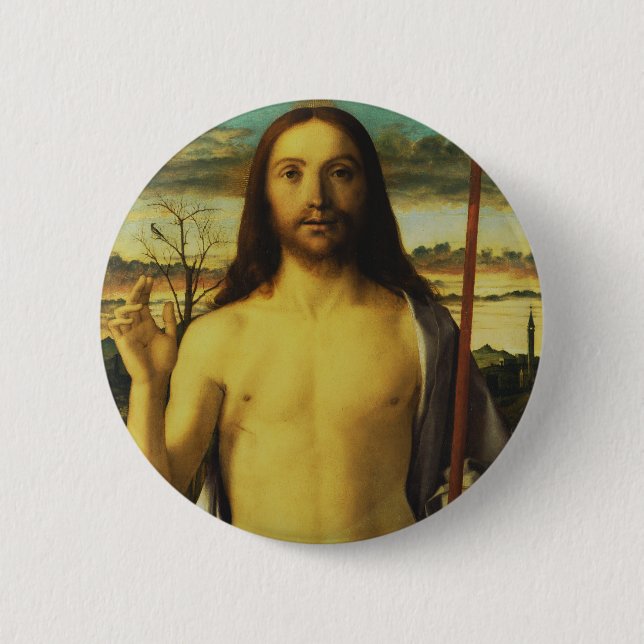 Kristus välsignar av Giovanni Bellini   Knapp (Framsida)