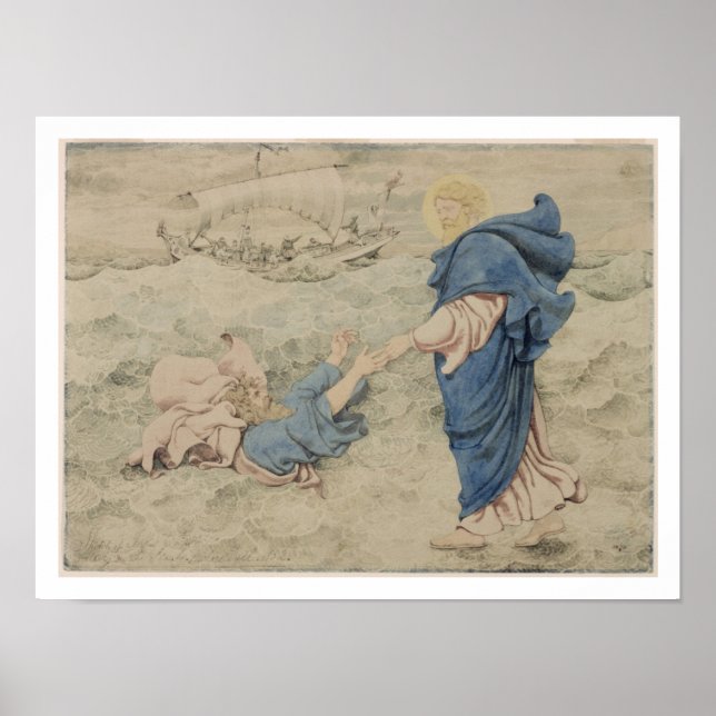 Kristus Walking-skiss på Vatten (pappert) Poster (Framsidan)