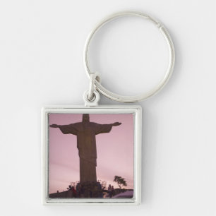 Kristusstatyn vid Corcovado, nära utkanten av Fyrkantig Silverfärgad Nyckelring