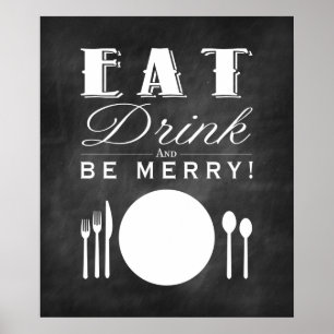 Krita (11x14) med mat, dryck och kvicksilver poster