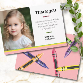 Krita 2-årsdag Rosa Foto Tackkort Tack Kort