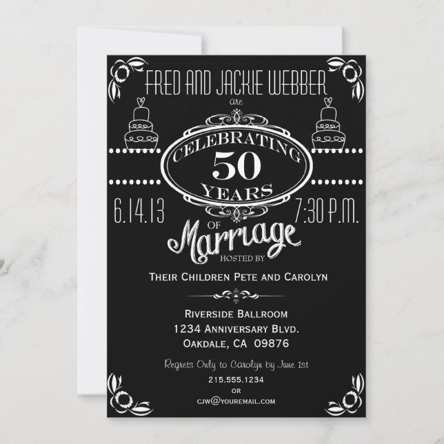 Krita 50-årsjubileumspartaj Invitation Inbjudningar (Framsida)