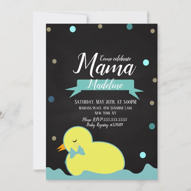 Krita Ankakväll Faux Guld Pojke Babyfirande Inbjudningar (Framsida)