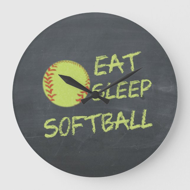 Krita Ät Sova Softboll Stor Klocka (Framsida)