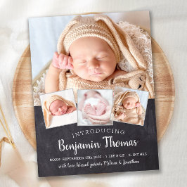 Krita Baby Personlig 4 Foto Collage Födelse Meddelande Vykort