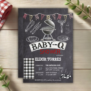 Krita Baby-Q Grill Baby Shower Inbjudningar