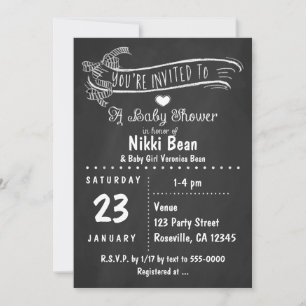 Krita Baby Shower Zebra Bow Chic Inbjudningar