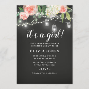 Krita Blommig Trädgård Bakgrund Baby Shower Inbjud Inbjudningar