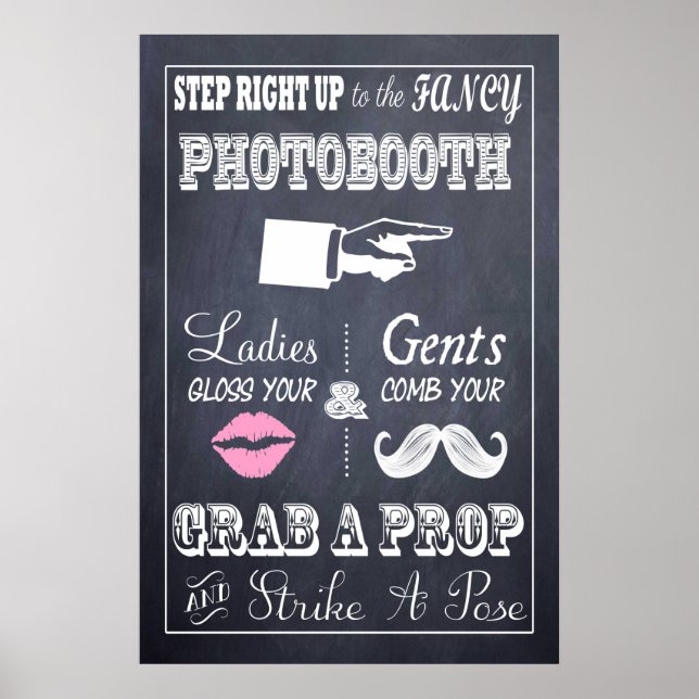 Krita bröllopsskylt Snygg fotobås 50 x 75 cm Poster (Framsidan)