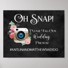 Krita bröllopsskyltfoton Hashtag Poster