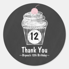 Krita Cupcake Födelsedagsfest Förmånsetikett Runt Klistermärke