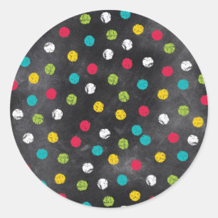 Krita det upp! Regnbågepolka dots - svart Runt Klistermärke