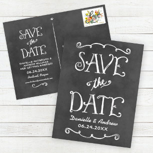 Krita för hand skriven Save the Date Meddelande Vykort