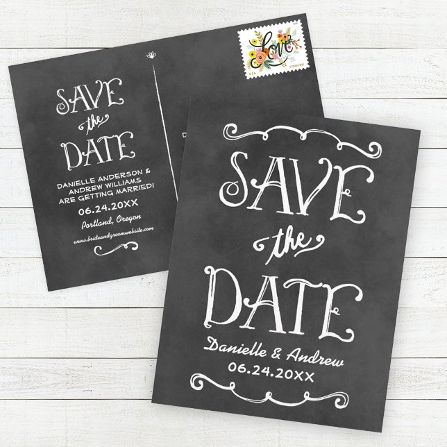 Krita för hand skriven Save the Date Meddelande Vykort (Skapare uppladdad)
