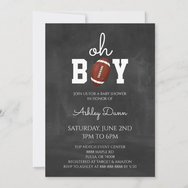 Krita Fotboll Baby Shower Inbjudningar (Framsida)