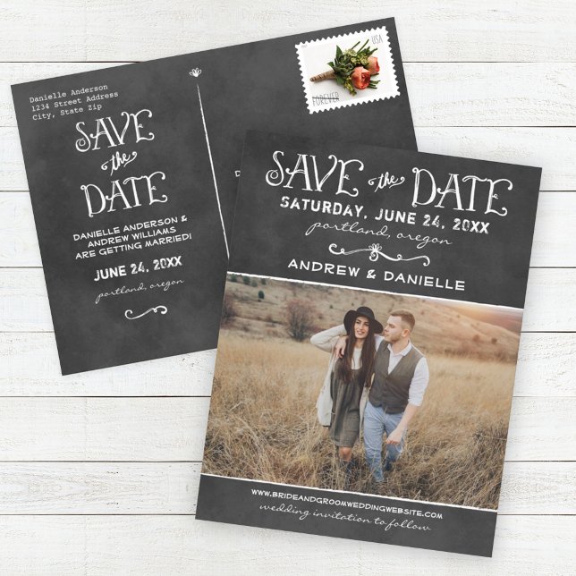 Krita Foto Bröllop Save the Date Meddelande Vykort (Skapare uppladdad)