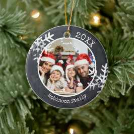 Krita Foto Familj Jul Snöflinga Julgransprydnad Keramik