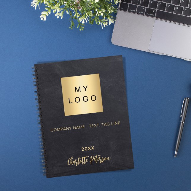 Krita grå företagslogotyp med namn anteckningsbok (Skapare uppladdad)