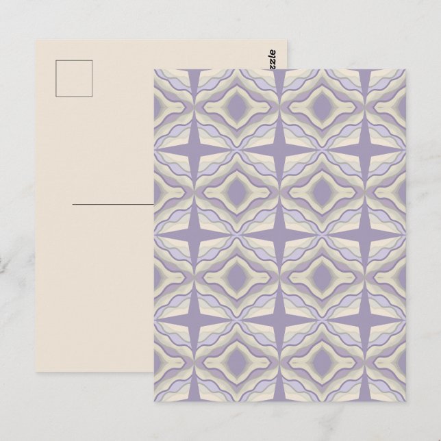 Krita Grå Lavendel Åttakantig Stjärna Geometrisk D Vykort (Fram/baksida)
