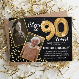 Krita Guld Ballonger 2 Foto 90-årsfirande Inbjudningar