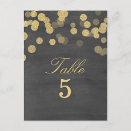 Krita Guld Glitter Bröllops Bord Nummer Vykort