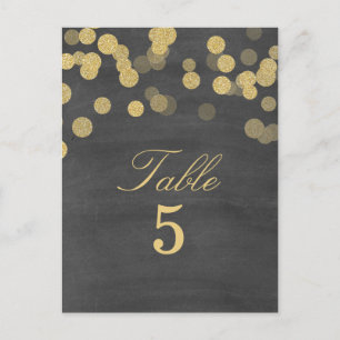 Krita Guld Glitter Bröllops Bord Nummer Vykort
