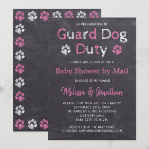 Krita Hund Rosa Flicka Baby Shower Via Posten Inbjudningar