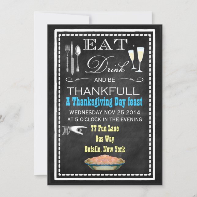Krita inbjudningskort till Thanksgiving middag (Framsida)