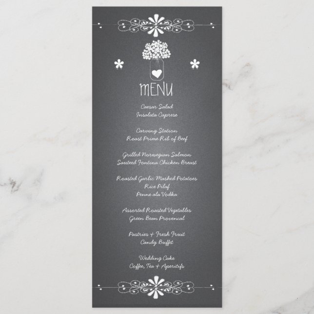 Krita Kalkon Vas Bröllopsmottagning Meny Kort (Framsida)